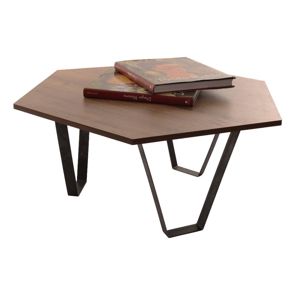 Mesa De Centro Hexagonal Nice DKO Amaretto - VIRTUAL MUEBLES