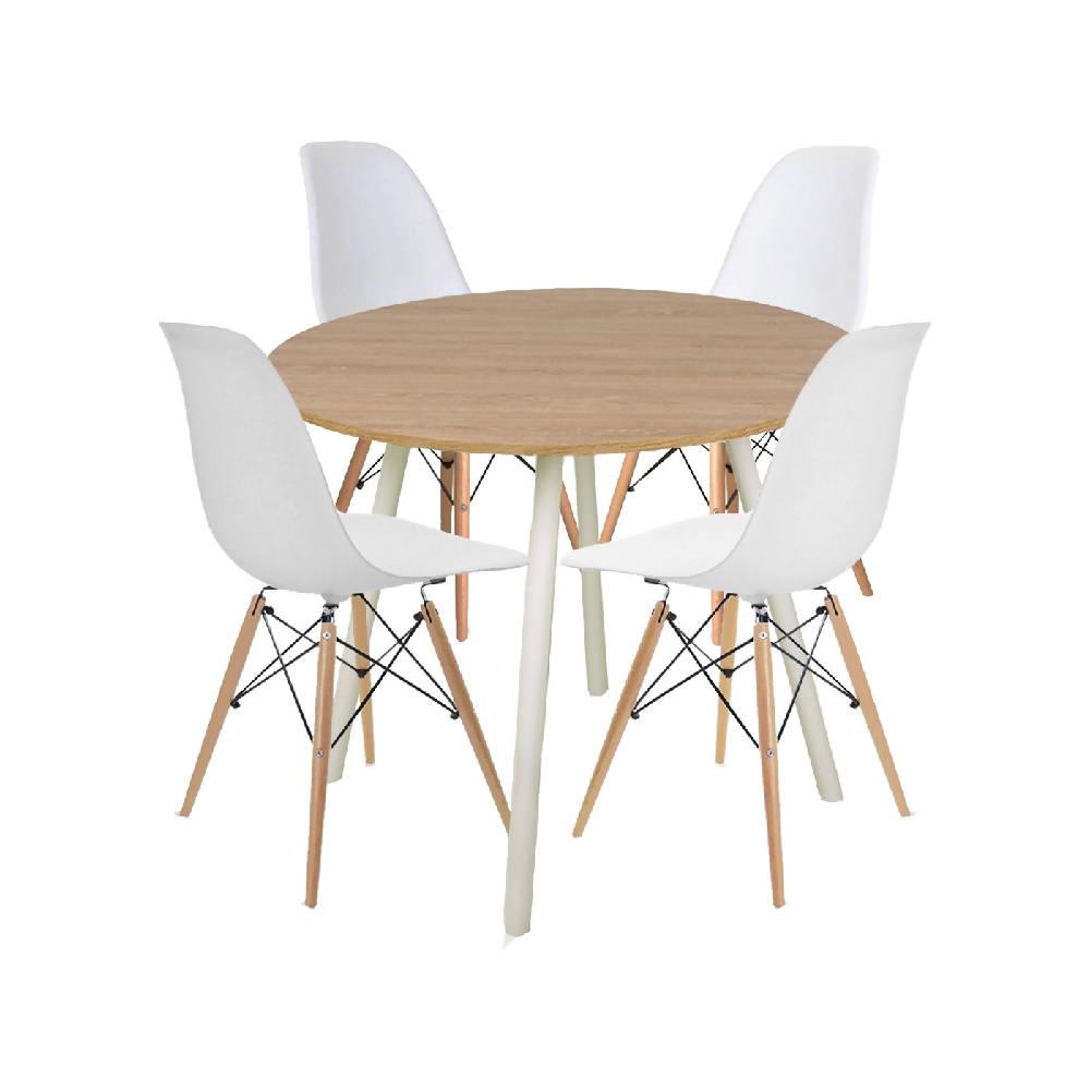 Combo Comedor Redondo DKO Blanco - Vienes - VIRTUAL MUEBLES